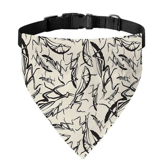 Hand Drawn Mantis Pattern Print Over The Collar Dog Bandana