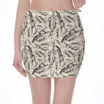 Hand Drawn Mantis Pattern Print Pencil Mini Skirt