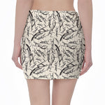Hand Drawn Mantis Pattern Print Pencil Mini Skirt