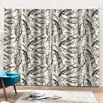 Hand Drawn Mantis Pattern Print Pencil Pleat Curtains
