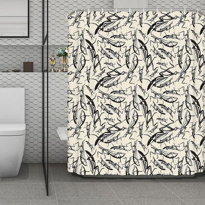 Hand Drawn Mantis Pattern Print Polyester Shower Curtain