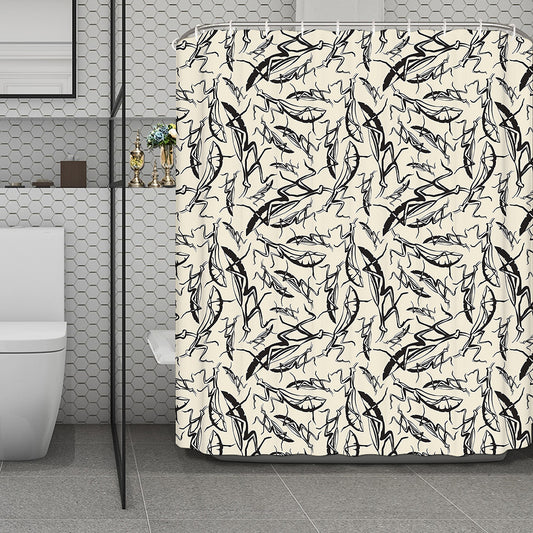 Hand Drawn Mantis Pattern Print Polyester Shower Curtain