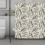 Hand Drawn Mantis Pattern Print Polyester Shower Curtain
