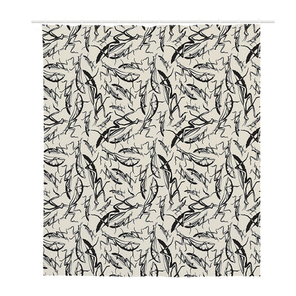 Hand Drawn Mantis Pattern Print Polyester Shower Curtain