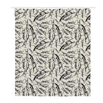 Hand Drawn Mantis Pattern Print Polyester Shower Curtain
