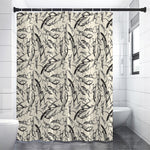 Hand Drawn Mantis Pattern Print Premium Shower Curtain