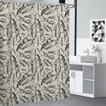 Hand Drawn Mantis Pattern Print Premium Shower Curtain