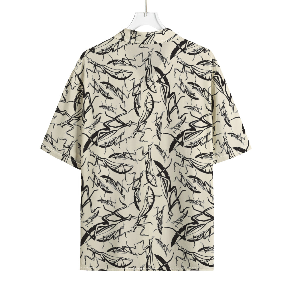 Hand Drawn Mantis Pattern Print Rayon Hawaiian Shirt