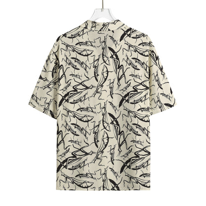 Hand Drawn Mantis Pattern Print Rayon Hawaiian Shirt