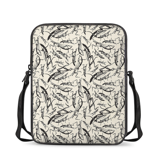 Hand Drawn Mantis Pattern Print Rectangular Crossbody Bag