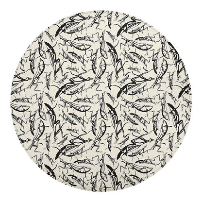 Hand Drawn Mantis Pattern Print Round Blanket