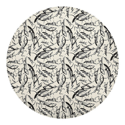 Hand Drawn Mantis Pattern Print Round Blanket