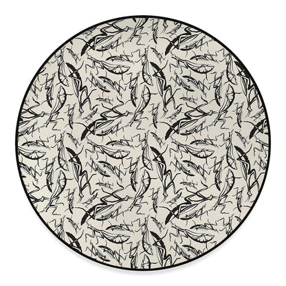 Hand Drawn Mantis Pattern Print Round Floor Mat