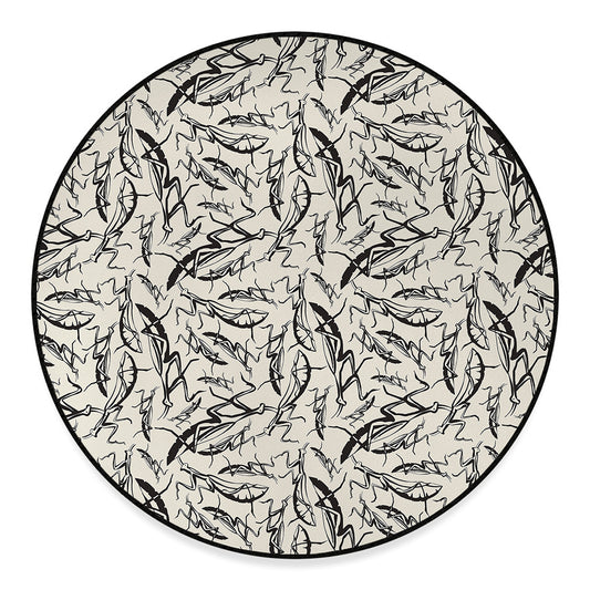 Hand Drawn Mantis Pattern Print Round Floor Mat