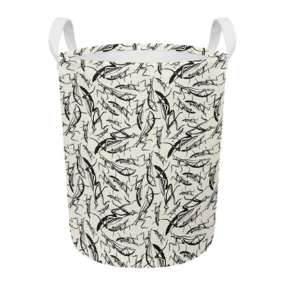 Hand Drawn Mantis Pattern Print Round Laundry Basket
