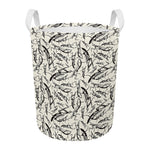 Hand Drawn Mantis Pattern Print Round Laundry Basket