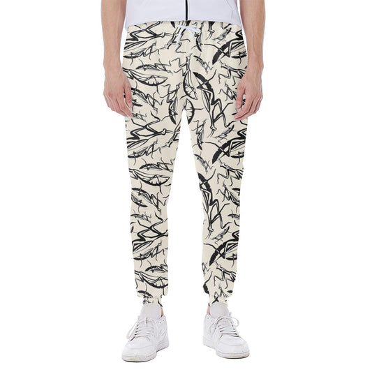 Hand Drawn Mantis Pattern Print Scuba Joggers