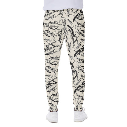 Hand Drawn Mantis Pattern Print Scuba Joggers