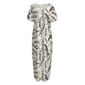 Hand Drawn Mantis Pattern Print Short Sleeve Long Nightdress