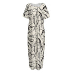 Hand Drawn Mantis Pattern Print Short Sleeve Long Nightdress