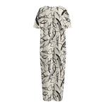 Hand Drawn Mantis Pattern Print Short Sleeve Long Nightdress