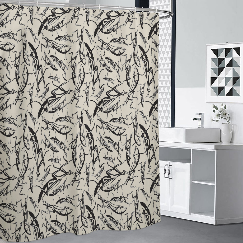 Hand Drawn Mantis Pattern Print Shower Curtain