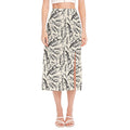 Hand Drawn Mantis Pattern Print Side Slit Midi Skirt