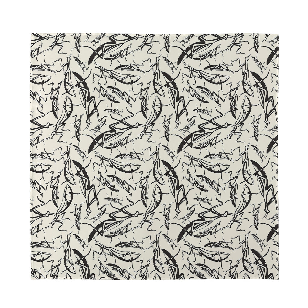 Hand Drawn Mantis Pattern Print Silk Bandana