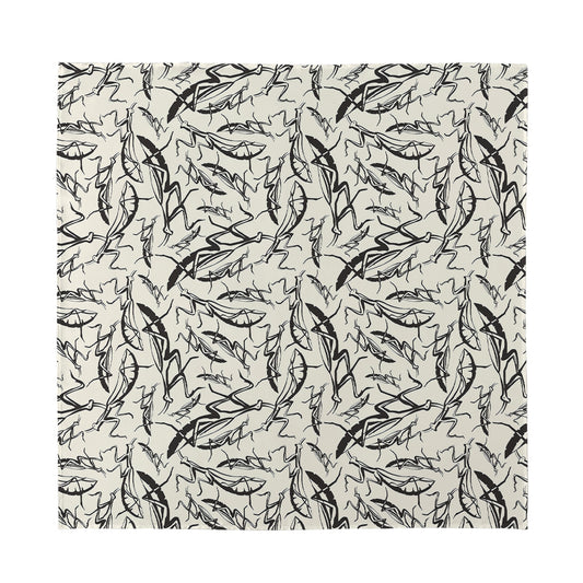 Hand Drawn Mantis Pattern Print Silk Bandana