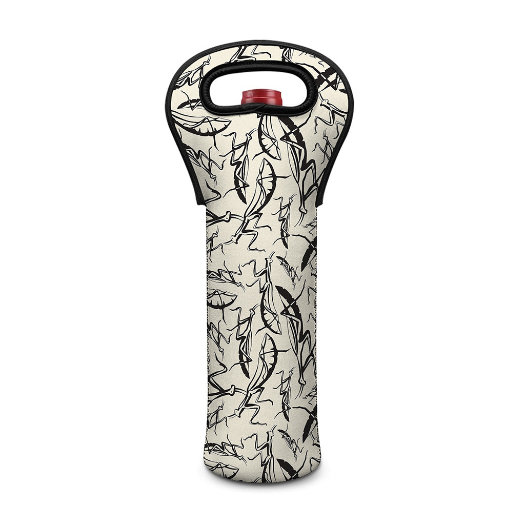 Hand Drawn Mantis Pattern Print Single Neoprene Wine Tote