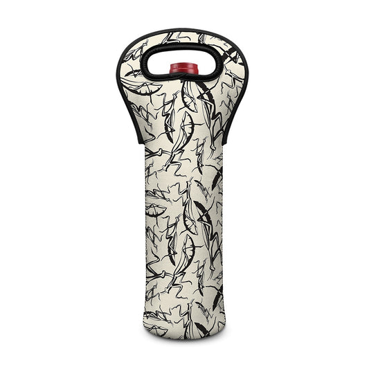 Hand Drawn Mantis Pattern Print Single Neoprene Wine Tote