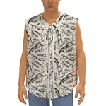 Hand Drawn Mantis Pattern Print Sleeveless Baseball Jersey