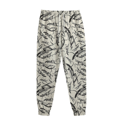 Hand Drawn Mantis Pattern Print Sweatpants