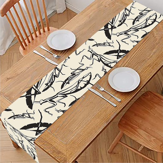 Hand Drawn Mantis Pattern Print Table Runner
