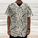 Hand Drawn Mantis Pattern Print Textured Short Sleeve Shirt