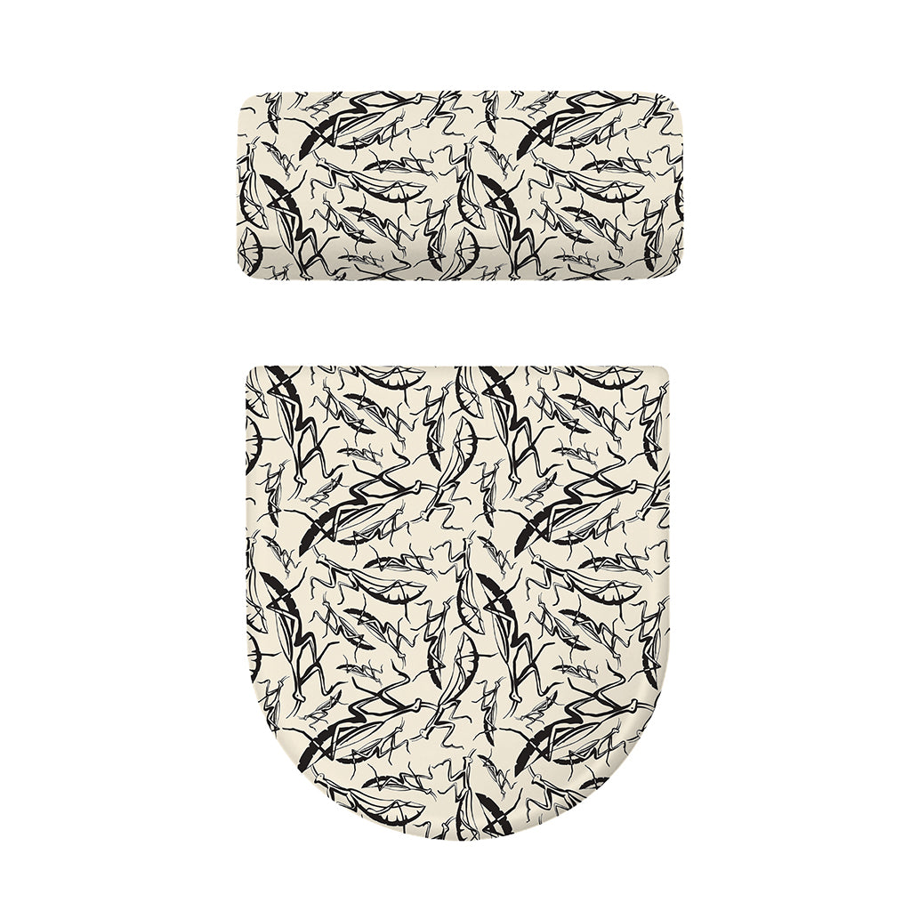 Hand Drawn Mantis Pattern Print Toilet Lid And Tank Cover Set