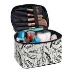 Hand Drawn Mantis Pattern Print Travel Makeup Bag