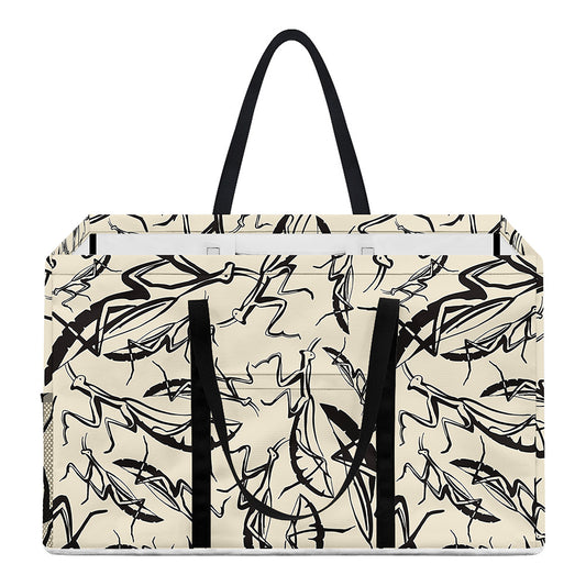 Hand Drawn Mantis Pattern Print Utility Tote Bag