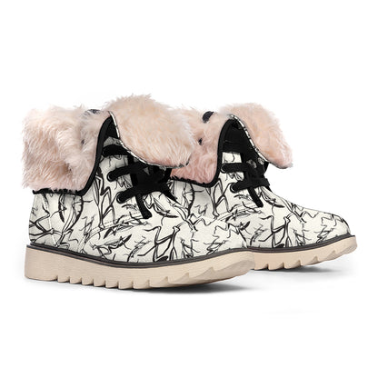 Hand Drawn Mantis Pattern Print Winter Boots