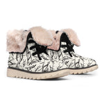 Hand Drawn Mantis Pattern Print Winter Boots