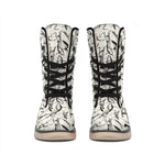 Hand Drawn Mantis Pattern Print Winter Boots