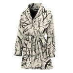 Hand Drawn Mantis Pattern Print Women's Bathrobe