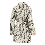 Hand Drawn Mantis Pattern Print Women's Bathrobe