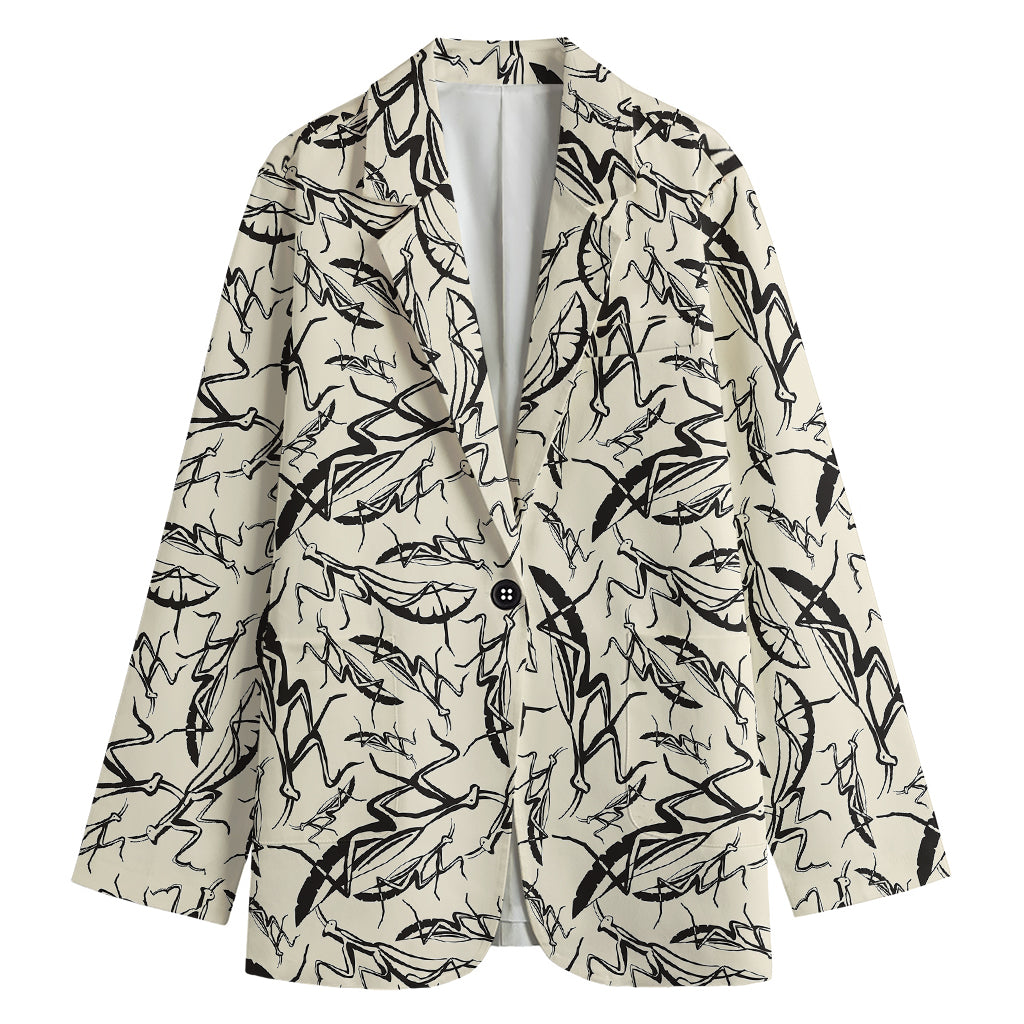 Hand Drawn Mantis Pattern Print Women's Blazer