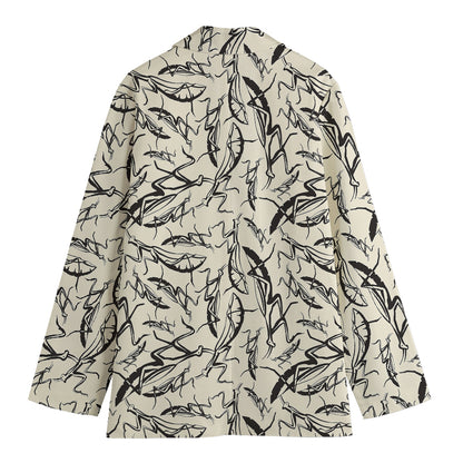 Hand Drawn Mantis Pattern Print Women's Blazer