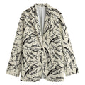 Hand Drawn Mantis Pattern Print Women's Cotton Blazer