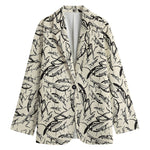 Hand Drawn Mantis Pattern Print Women's Cotton Blazer