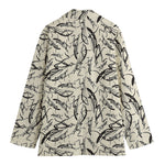 Hand Drawn Mantis Pattern Print Women's Cotton Blazer
