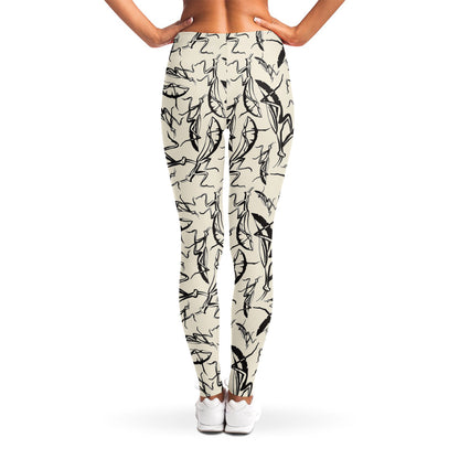 Hand Drawn Mantis Pattern Print Women's Leggings
