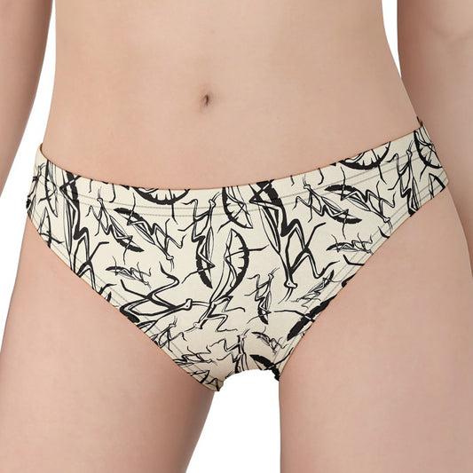 Hand Drawn Mantis Pattern Print Women's Panties